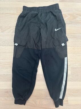 Nike Black & Gray Kids Cargo Joggers with Reflective Stripe